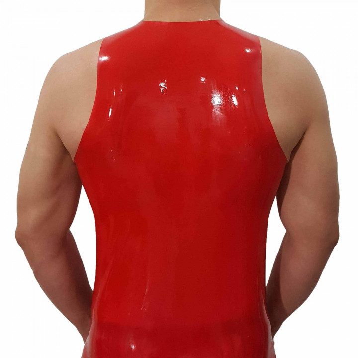 Red Latex Muscle Shirt Sleeveless Undershirt Tank Top Natural Latex One Size