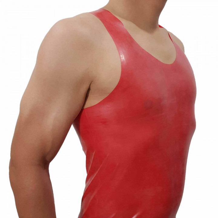 Latex-Unterhemd Muscle Shirt Rot Unisex Naturlatex Gummi Einheitsgröße