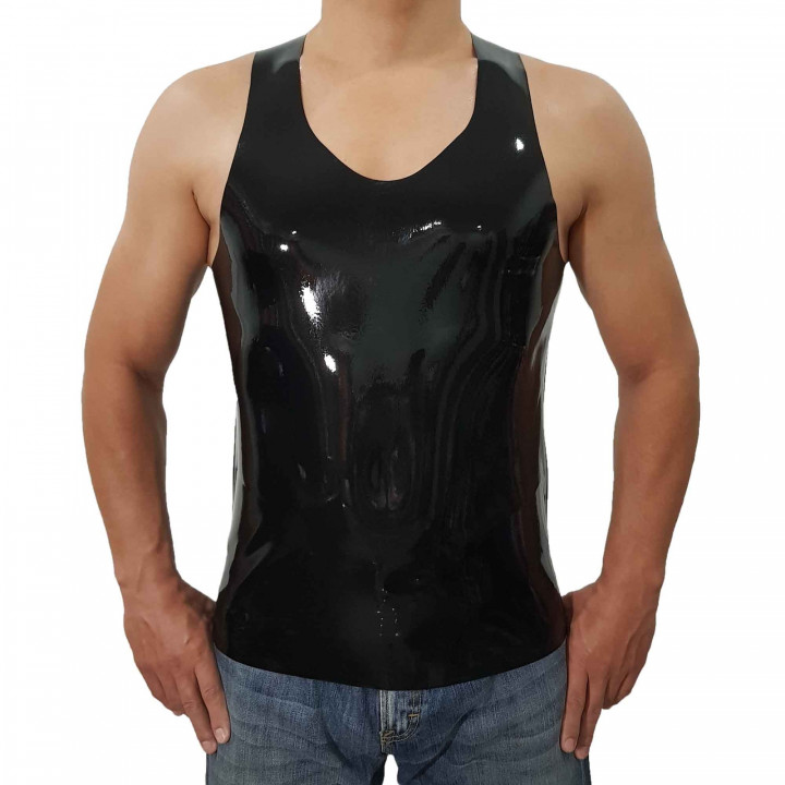 Black Latex Muscle Shirt Sleeveless Undershirt Tank Top Natural Latex One Size