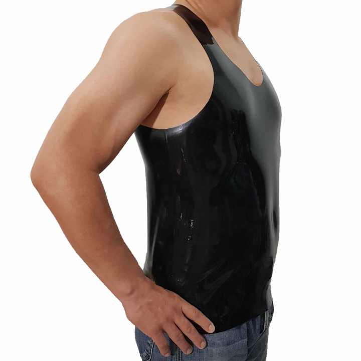 Black Latex Muscle Shirt Sleeveless Undershirt Tank Top Natural Latex One Size