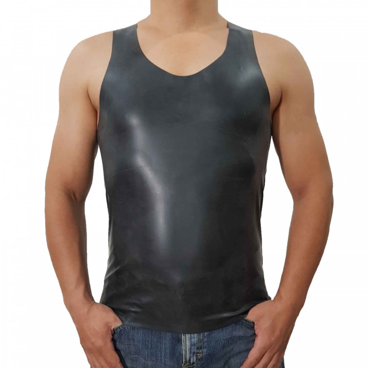 Black Latex Muscle Shirt Sleeveless Undershirt Tank Top Natural Latex One Size