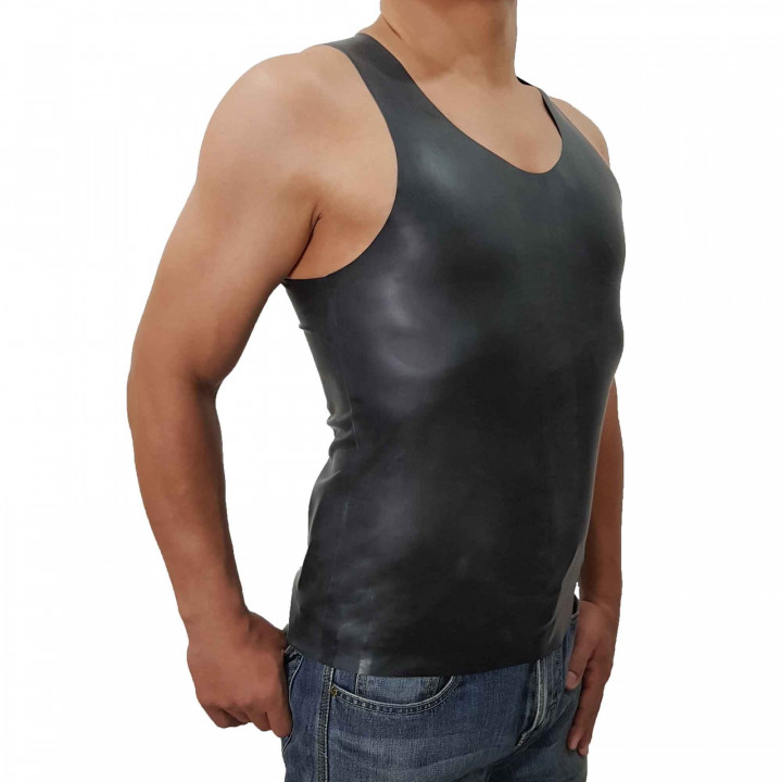 Black Latex Muscle Shirt Sleeveless Undershirt Tank Top Natural Latex One Size