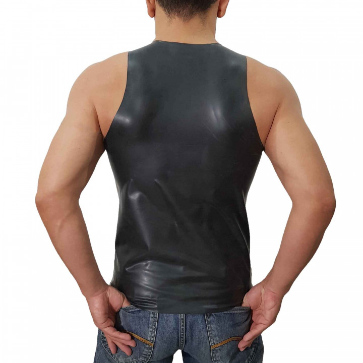 Latex-Unterhemd Muscle Shirt Schwarz Unisex Naturlatex Gummi Einheitsgröße