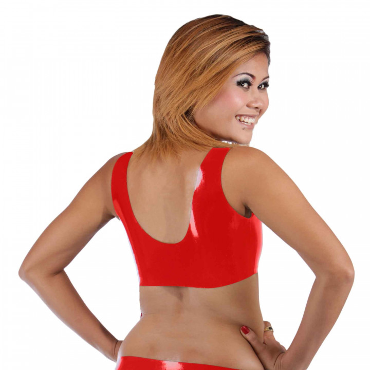Womens Red Latex Bustier Rubber Crop Top 100% Natural Latex One Size