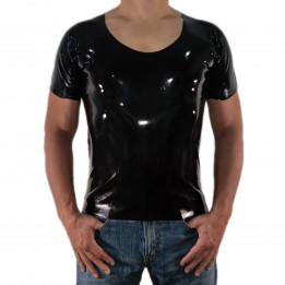 Latex-T-Shirt großer Schnitt Schwarz Unisex Naturlatex Gummi Einheitsgröße