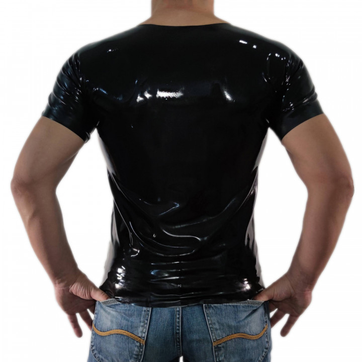 Latex-T-Shirt großer Schnitt Schwarz Unisex Naturlatex Gummi Einheitsgröße