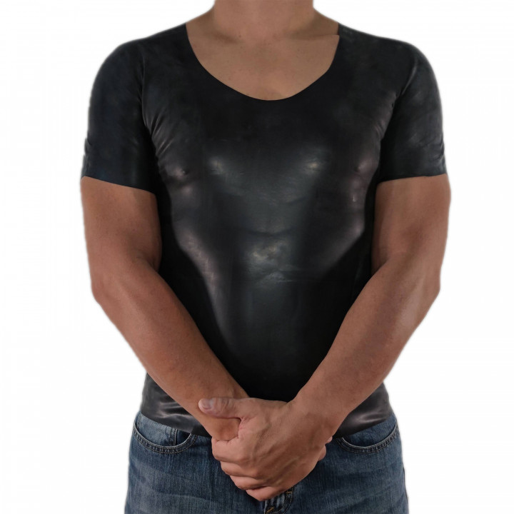Latex-T-Shirt großer Schnitt Schwarz Unisex Naturlatex Gummi Einheitsgröße