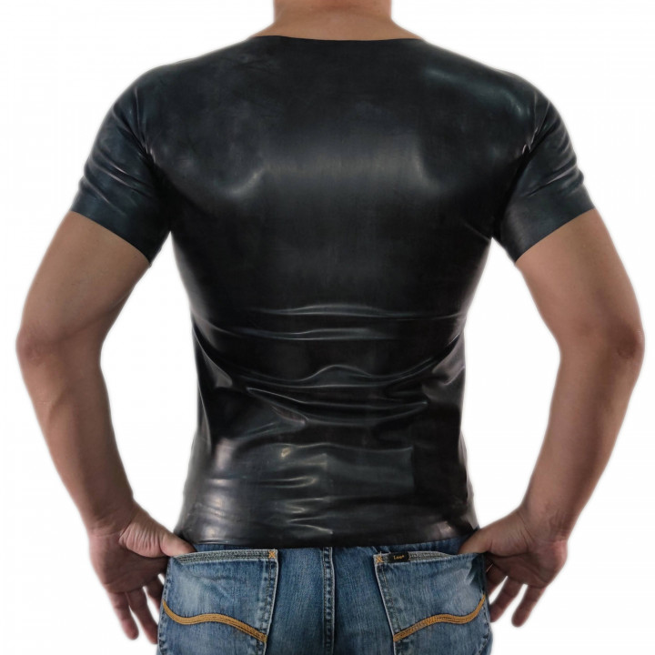 Latex-T-Shirt großer Schnitt Schwarz Unisex Naturlatex Gummi Einheitsgröße
