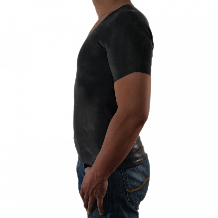 Latex-T-Shirt großer Schnitt Schwarz Unisex Naturlatex Gummi Einheitsgröße