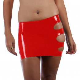 Latex-Minirock mit Cut-outs Rot Damen Naturlatex Gummi Einheitsgröße