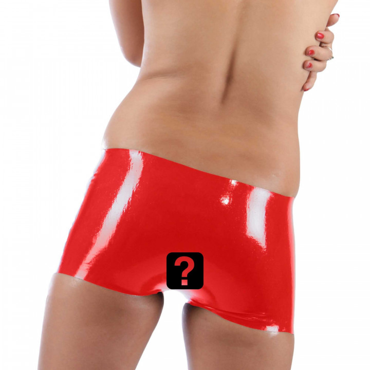 Womens Red Latex Crotchless Hot Pants Open Crotch Rubber Shorts Natural Latex