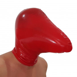 Red Latex Rebreather Mask Closed Hood Breath Control Rubber Natural Latex