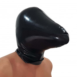 Black Latex Rebreather Mask Closed Hood Breath Control Rubber Natural Latex