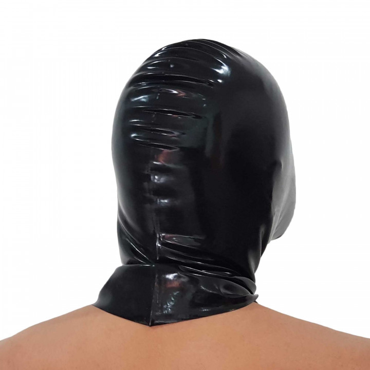 Black Latex Rebreather Mask Closed Hood Breath Control Rubber Natural Latex