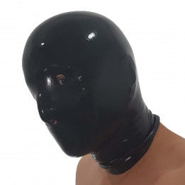 Black Latex Anatomical Mask Seamless Rubber Hood 100% Natural Latex One Size
