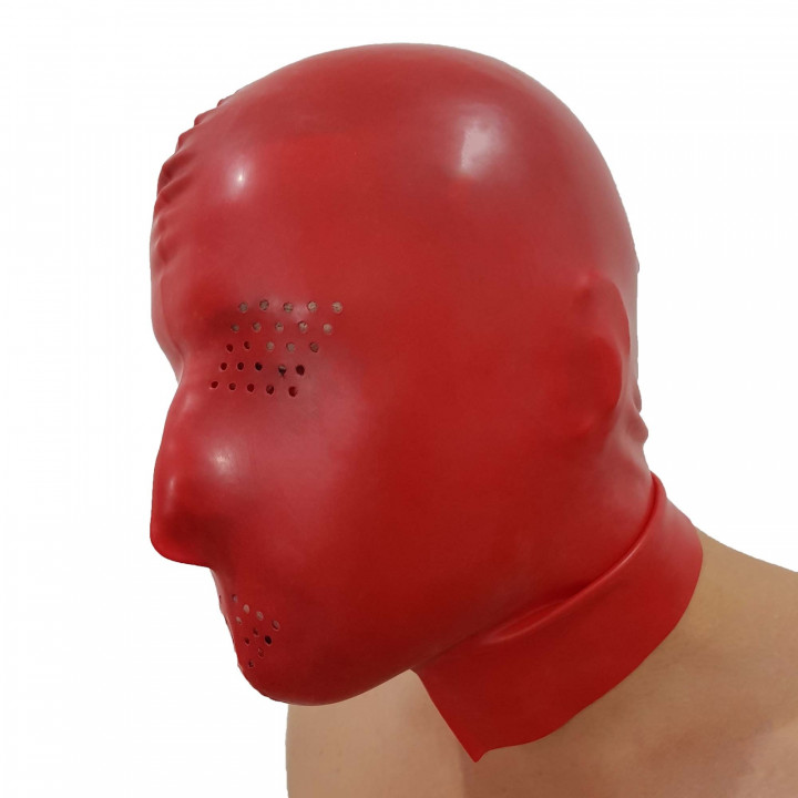 Red Latex Perforated Mask Rubber Hood 100% Natural Latex Unisex One Size