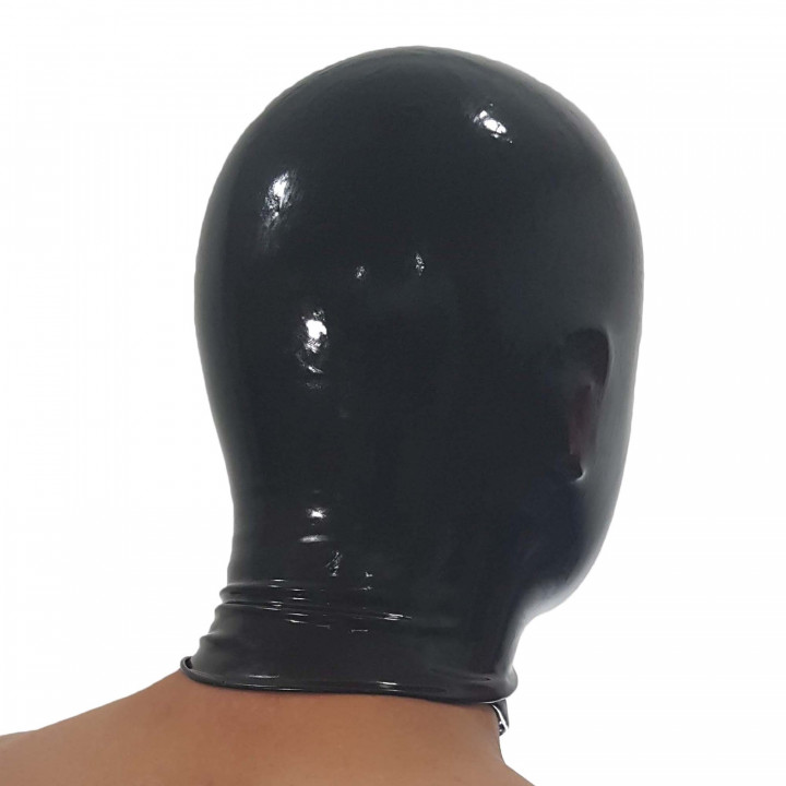 Black Latex Anatomical Mask Seamless Rubber Hood 100% Natural Latex One Size