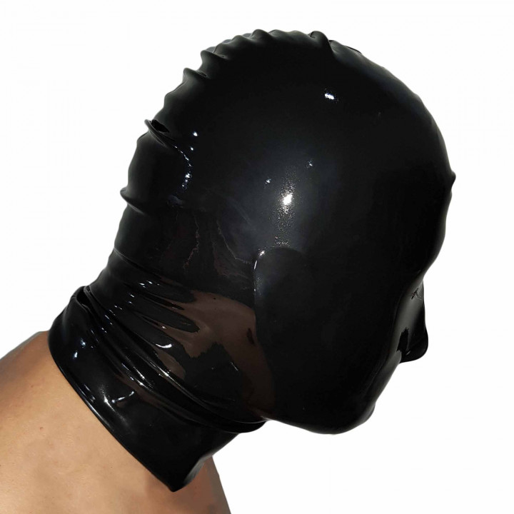 Black Latex Mask Rubber Hood Full Head 100% Natural Latex Unisex One Size