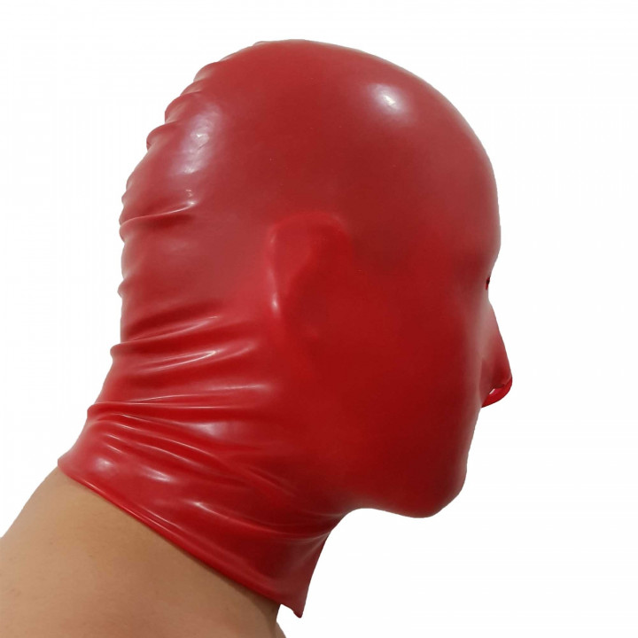 Red Latex Mask Restricted Vision No Mouth Rubber Hood Natural Latex One Size