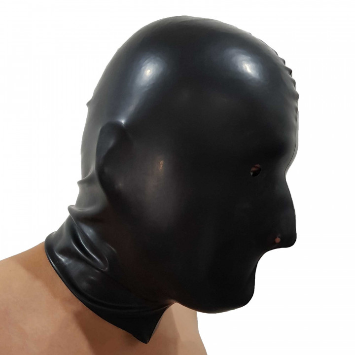 Black Latex Mask Rubber Hood Full Head 100% Natural Latex Unisex One Size