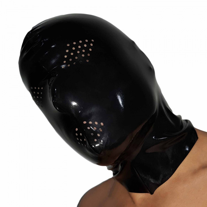 Latexmaske perforiert Schwarz Unisex Naturlatex Gummi Einheitsgröße