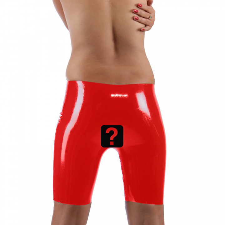 Womens Red Latex Crotchless Cycling Shorts Open Crotch Shorts Natural Latex