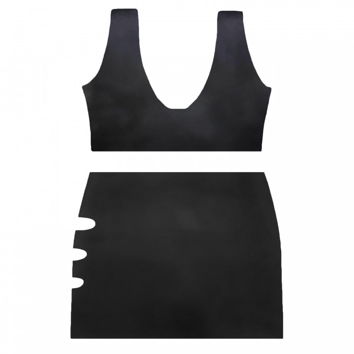 Latex-Outfit Bustier und Minirock Schwarz Damen Naturlatex Gummi Einheitsgröße