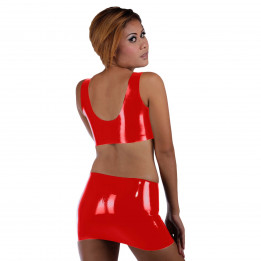 Latex-Set Bustier und Minirock Rot Damen Naturlatex Gummi Einheitsgröße