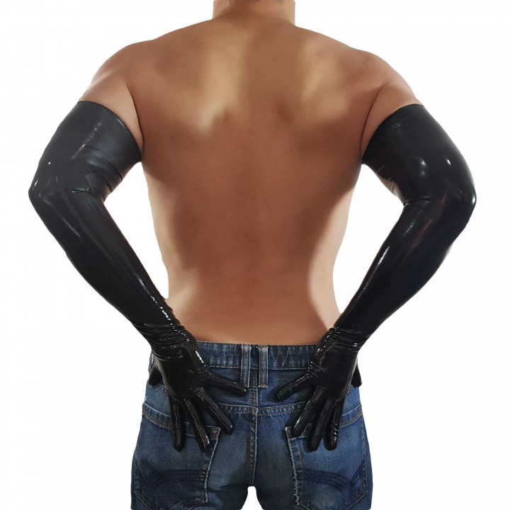 Black Latex Gloves Extra Long Opera Length Rubber Gloves Natural Latex One Size