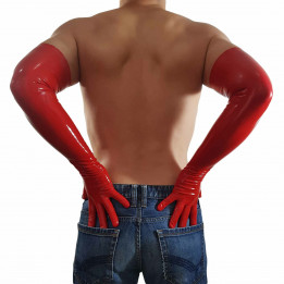 Extra lange Latexhandschuhe Rot Unisex Naturlatex Gummi Einheitsgröße