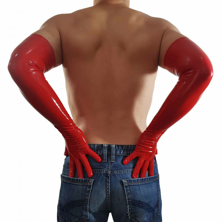 Red Latex Gloves Extra Long Opera Length Rubber Gloves Natural Latex One Size