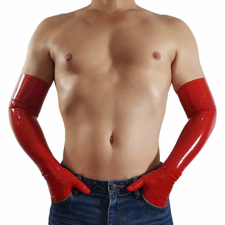 Red Latex Gloves Extra Long Opera Length Rubber Gloves Natural Latex One Size