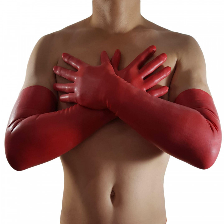 Extra lange Latexhandschuhe Rot Unisex Naturlatex Gummi Einheitsgröße