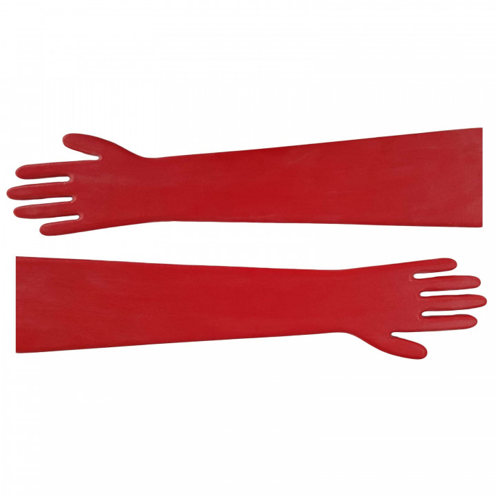 Red Latex Gloves Extra Long Opera Length Rubber Gloves Natural Latex One Size