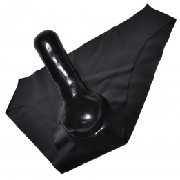 Mens Black Latex Briefs with Penis Sheath Rubber Underwear Natural Latex