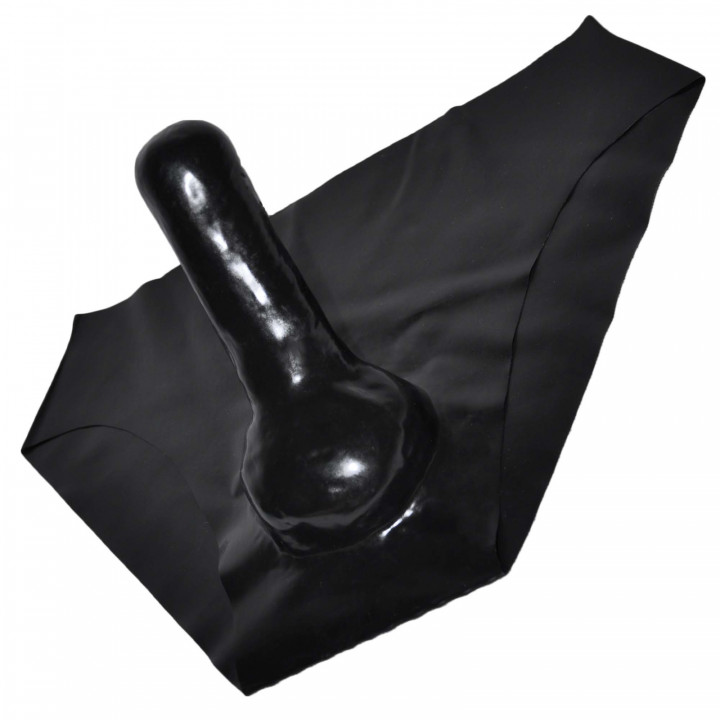 Mens Black Latex Briefs with Penis Sheath Rubber Underwear Natural Latex