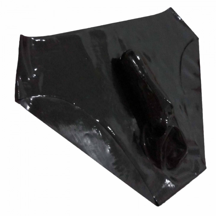 Mens Black Latex Briefs with Penis Sheath Rubber Underwear Natural Latex