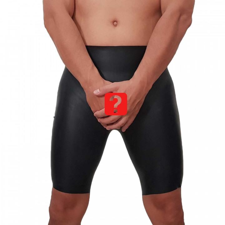 Latex-Radlerhose mit Penisöffnung Schwarz Herren Naturlatex Gummi Einheitsgröße