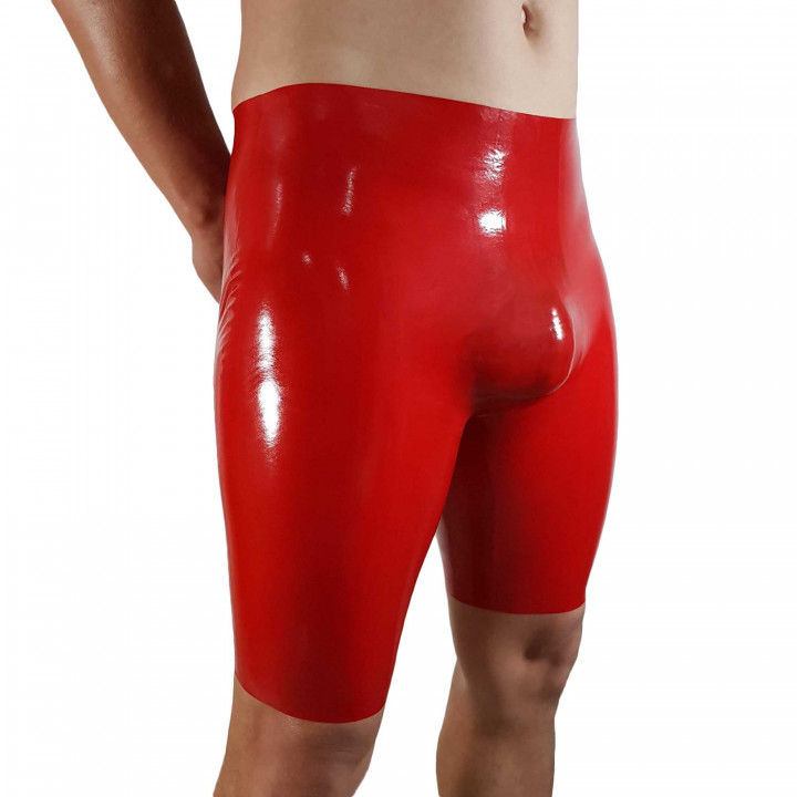 Red Latex Cycling Shorts Larger Cut Rubber Bike Shorts Mens Natural Latex