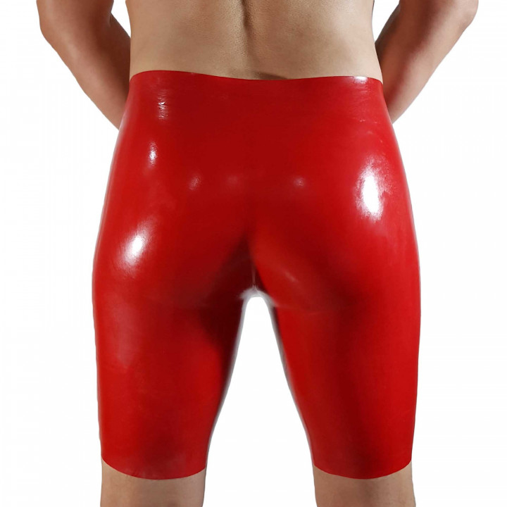Red Latex Cycling Shorts Larger Cut Rubber Bike Shorts Mens Natural Latex