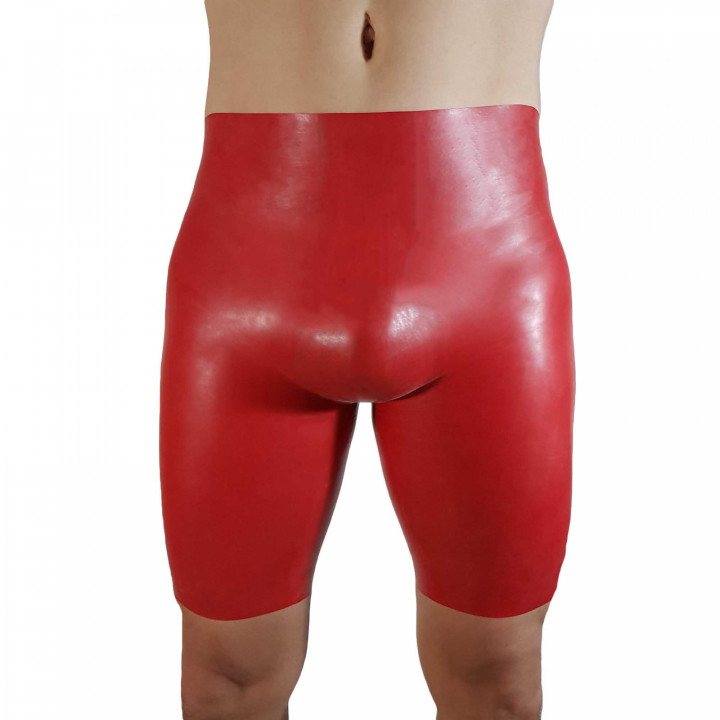 Red Latex Cycling Shorts Larger Cut Rubber Bike Shorts Mens Natural Latex