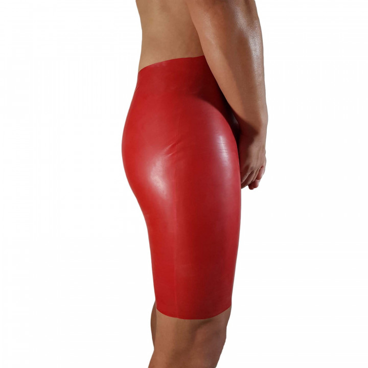 Red Latex Cycling Shorts Larger Cut Rubber Bike Shorts Mens Natural Latex