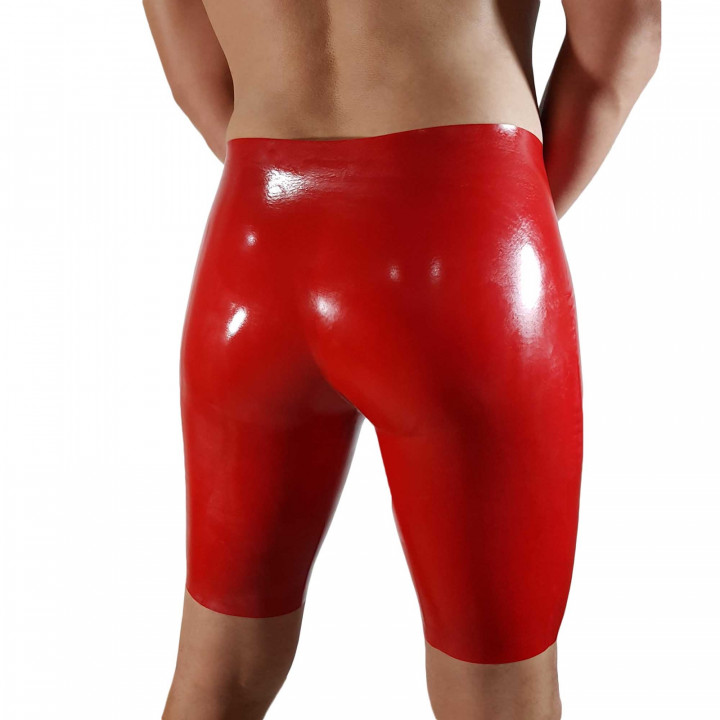 Latex-Radlerhose mit Penisöffnung Rot Herren Naturlatex Gummi Einheitsgröße