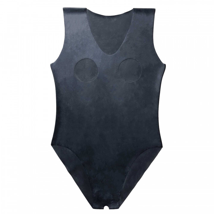 Latex-Body offen Brust und Schritt Schwarz Damen Naturlatex Gummi Einheitsgröße