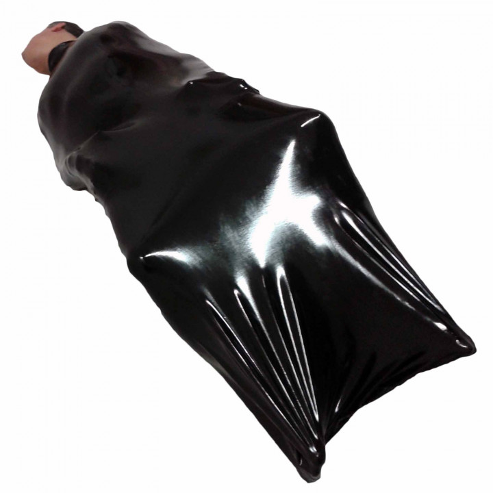 Latex-Schlafsack Body Bag Schwarz Unisex Naturlatex Gummi Einheitsgröße