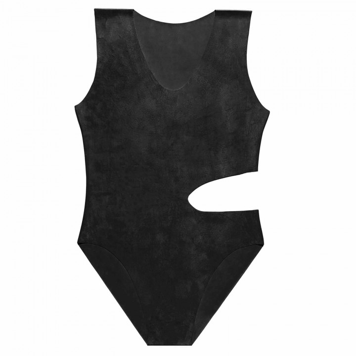 Latex-Body mit Taillenausschnitt Schwarz Damen Naturlatex Gummi Einheitsgröße