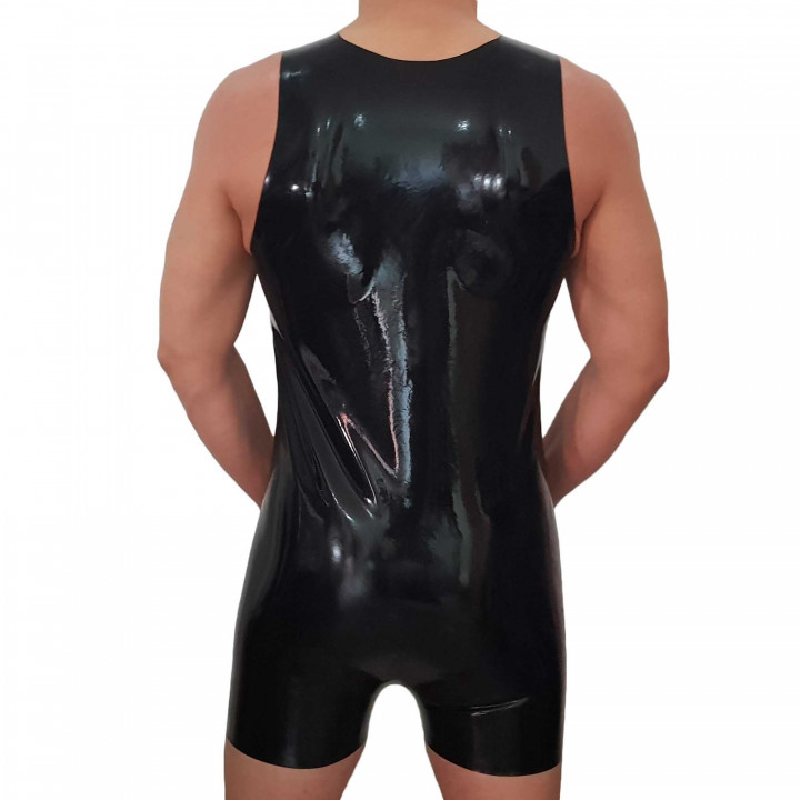 Latex-Kurzanzug ärmellos Schwarz Unisex Naturlatex Gummi Einheitsgröße