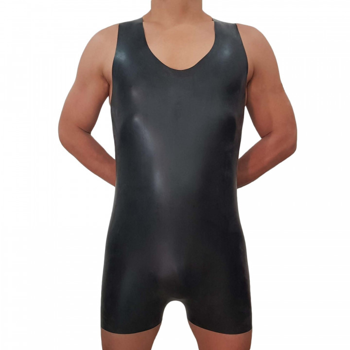 Latex-Kurzanzug ärmellos Schwarz Unisex Naturlatex Gummi Einheitsgröße