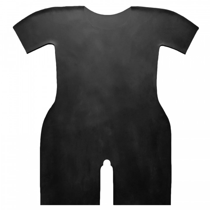 Womens Black Latex Crotchless Short Catsuit Open Crotch Playsuit Latex