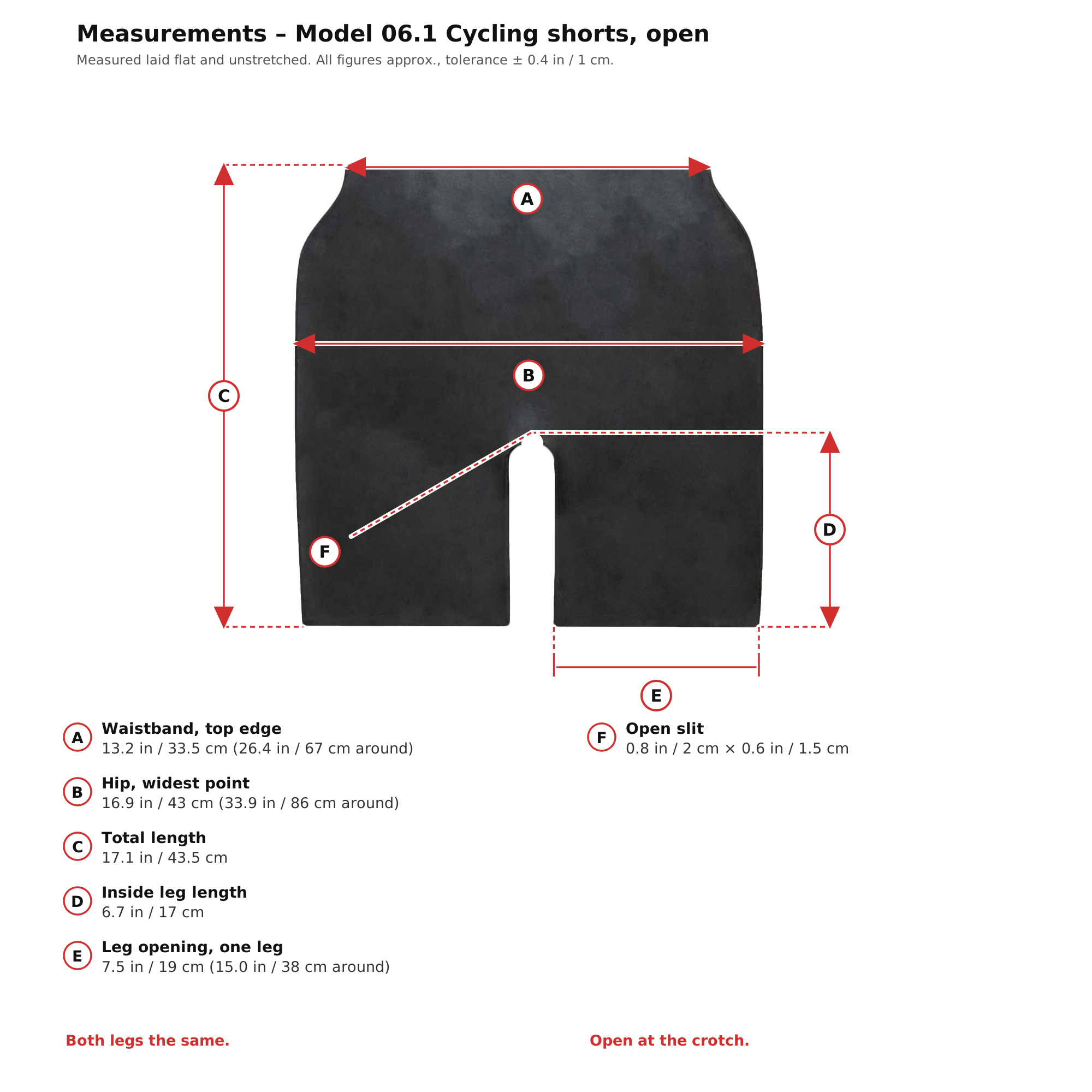 Measurement chart – Womens Black Latex Crotchless Cycling Shorts Open Crotch Shorts Natural Latex
